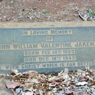 JAKEMAN John William Valentine 1883-1942