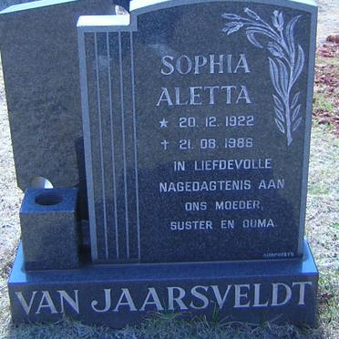 JAARSVELDT Sophia Aletta, van 1922-1986