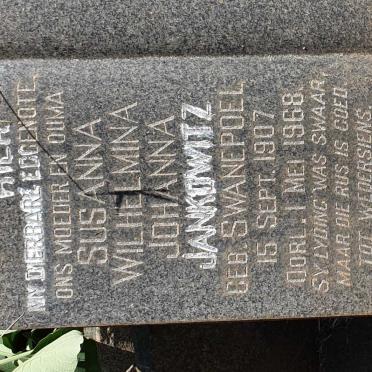 JANKOWITZ Susanna Wilhelmina Johanna nee SWANEPOEL 1907-1968