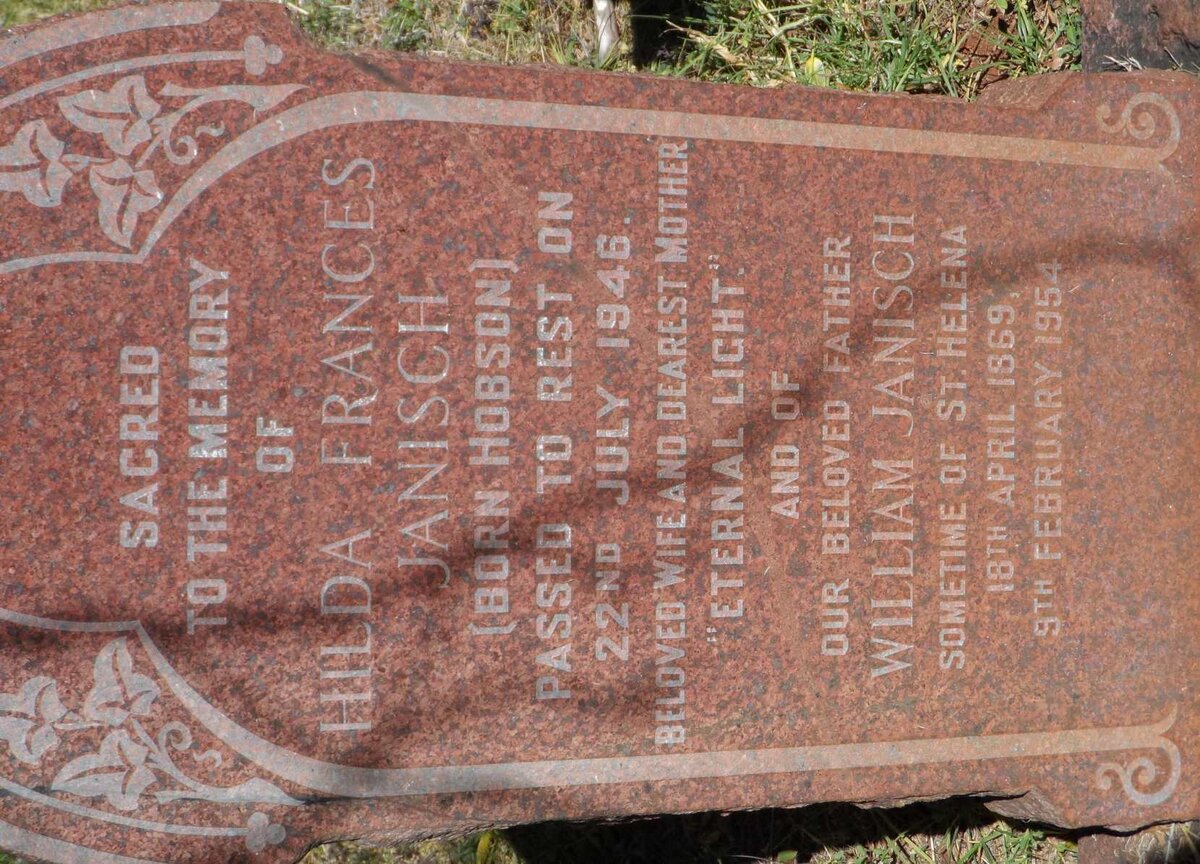 JANISCH William 1869-1954 &amp; Hilda Frances HOBSON -1946