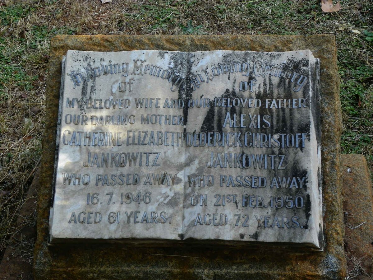 JANKOWITZ Alexis Dederick Christoff -1950 &amp; Catherine Elizabeth -1946
