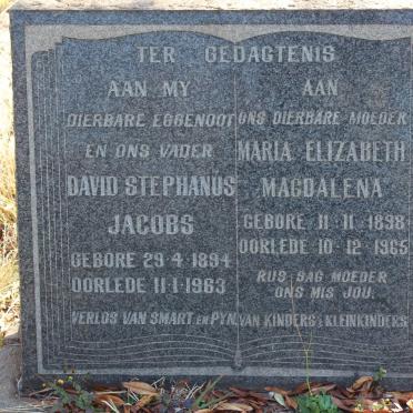 JACOBS David Stephanus 1894-1963 &amp; Maria Elizabeth Magdalena 1898-1965
