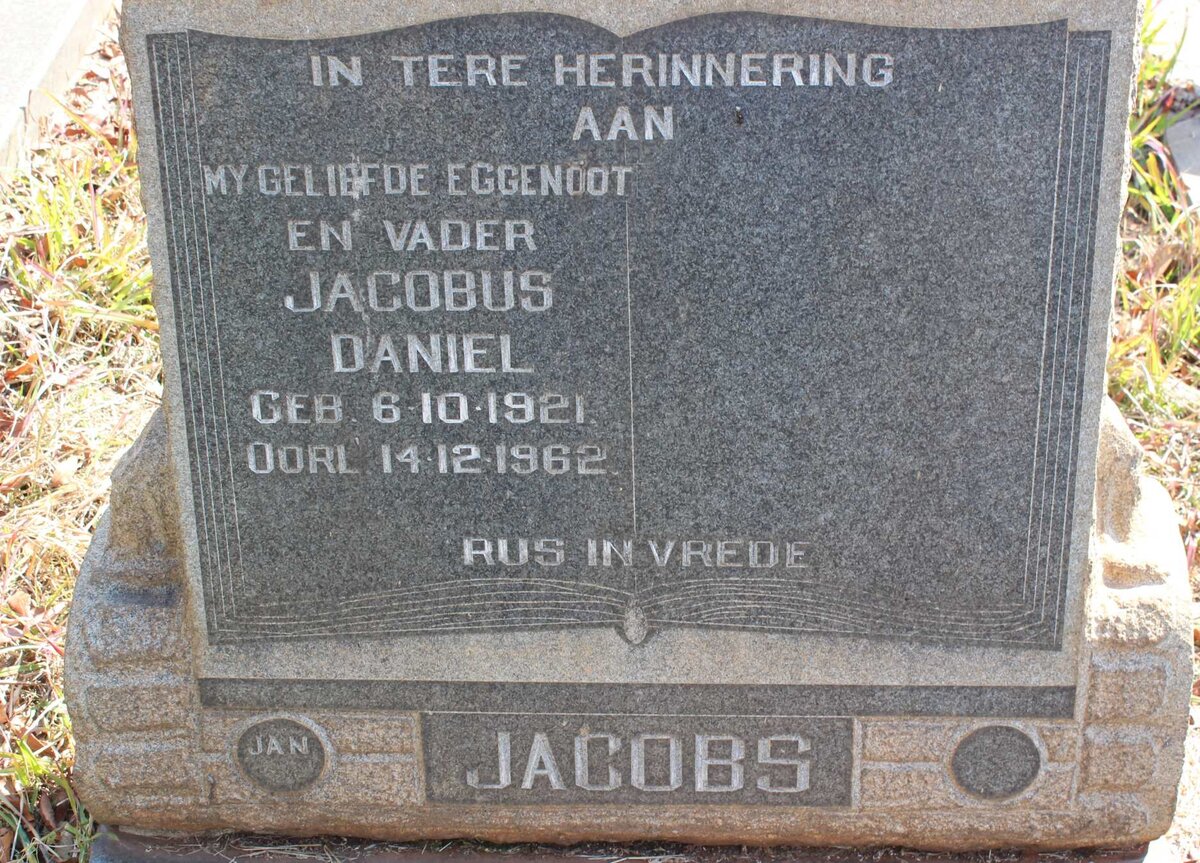 JACOBS Jacobus Daniel 1921-1962