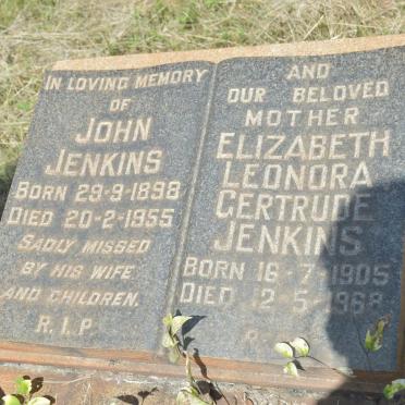 JENKINS John 1898-1955 &amp; Elizabeth Leonora Gertude 1905-1968