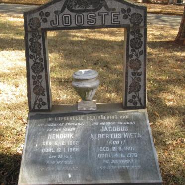 JOOSTE Hendrik 1892-1959 &amp; Jacobus Albertus Mieta 1901-1976
