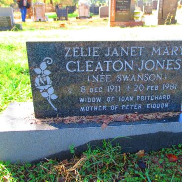 JONES Zelie Janet Mary, CLEATON nee SWANSON 1911-1981