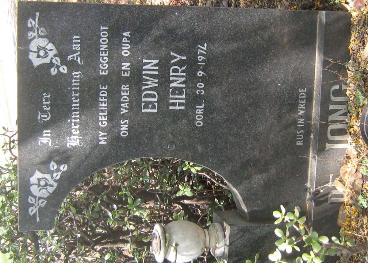 JONG Edwin Henry, de -1974