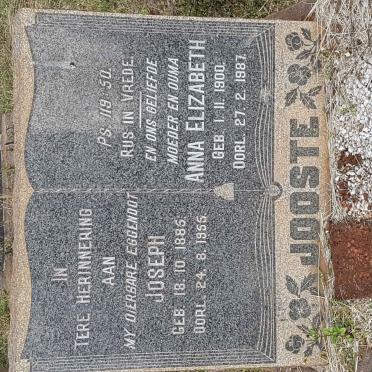 JOOSTE Joseph 1885-1955 &amp; Anna Elizabeth 1900-1987