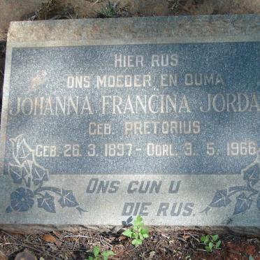 JORDAAN Johanna Francina nee PRETORIUS 1897-1966