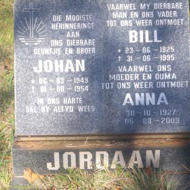 JORDAAN Bill 1925-1995 &amp; Anna 1927-2009 :: JORDAAN Johan 1949-1954