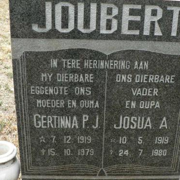 JOUBERT Josua A. 1919-1980 &amp; Gertinna P.J. 1919-1979