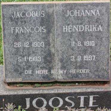 JOOSTE Jacobus Francois 1903-1983 &amp; Johanna Hendrika 1910-1997