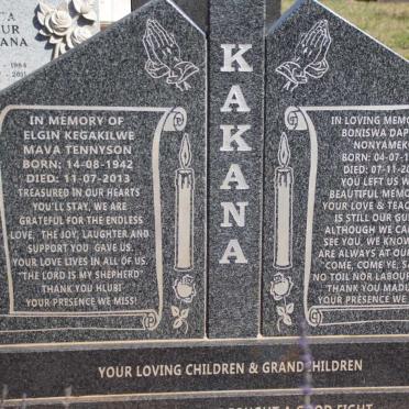 KAKANA Elgin Kegakilwe Mava Tennyson 1942-2013 :: KAKANA Boniswa Daphne Nonyameko 1942-2018