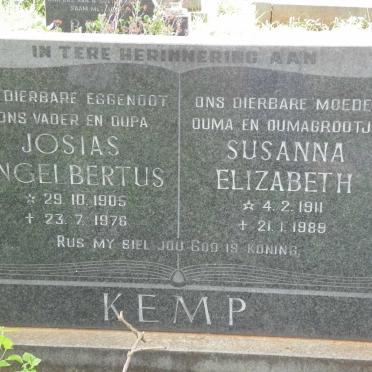KEMP Josias Engelbertus 1905-1976 &amp; Susanna Elizabeth 1911-1989