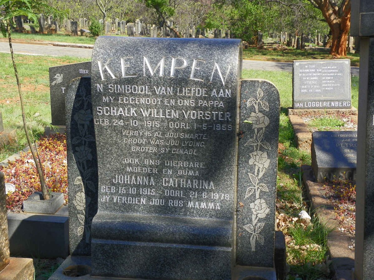KEMPEN Schalk Willem Vorster 1915-1959 &amp; Johanna Catharina 1915-1978