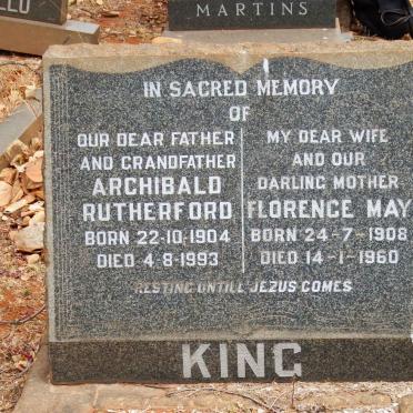 KING Archibald Rutherford 1904-1993 &amp; Florence May 1908-1960