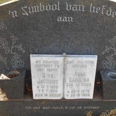 KOTZEE Dirk Jacobus 1876-1966 &amp; Anna Carolina LE ROUX 1879-1966