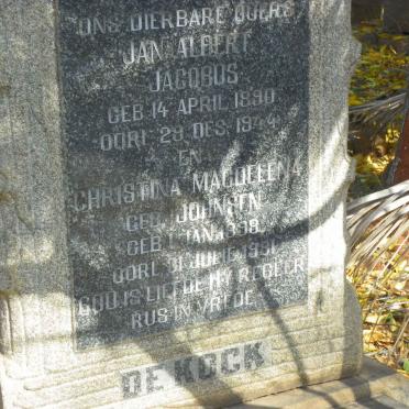 KOCK Jan Albert Jacobus, de 1890-1944 &amp; Christina Magdelena JOHNSEN 1898-1981