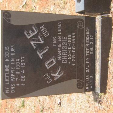 KOTZE C.J.J. 1904-1977 &amp; C.G.M. 1915-1999