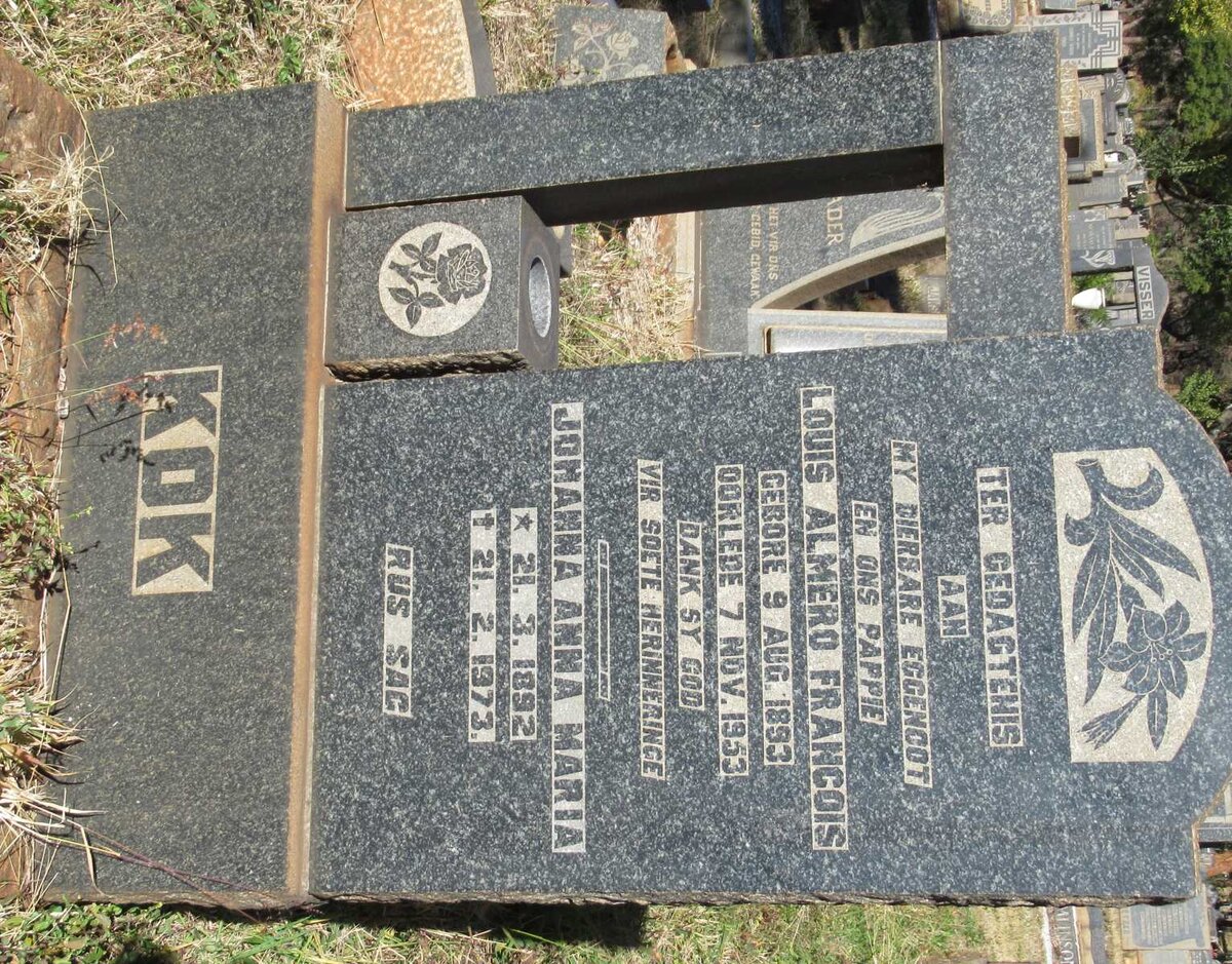 KOK Louis Almero Francois 1893-1953 &amp; Johanna Anna Maria 1892-1973