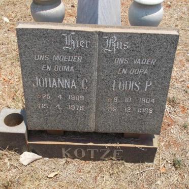 KOTZE Louis P. 1904-1983 &amp; Johanna C. 1909-1976