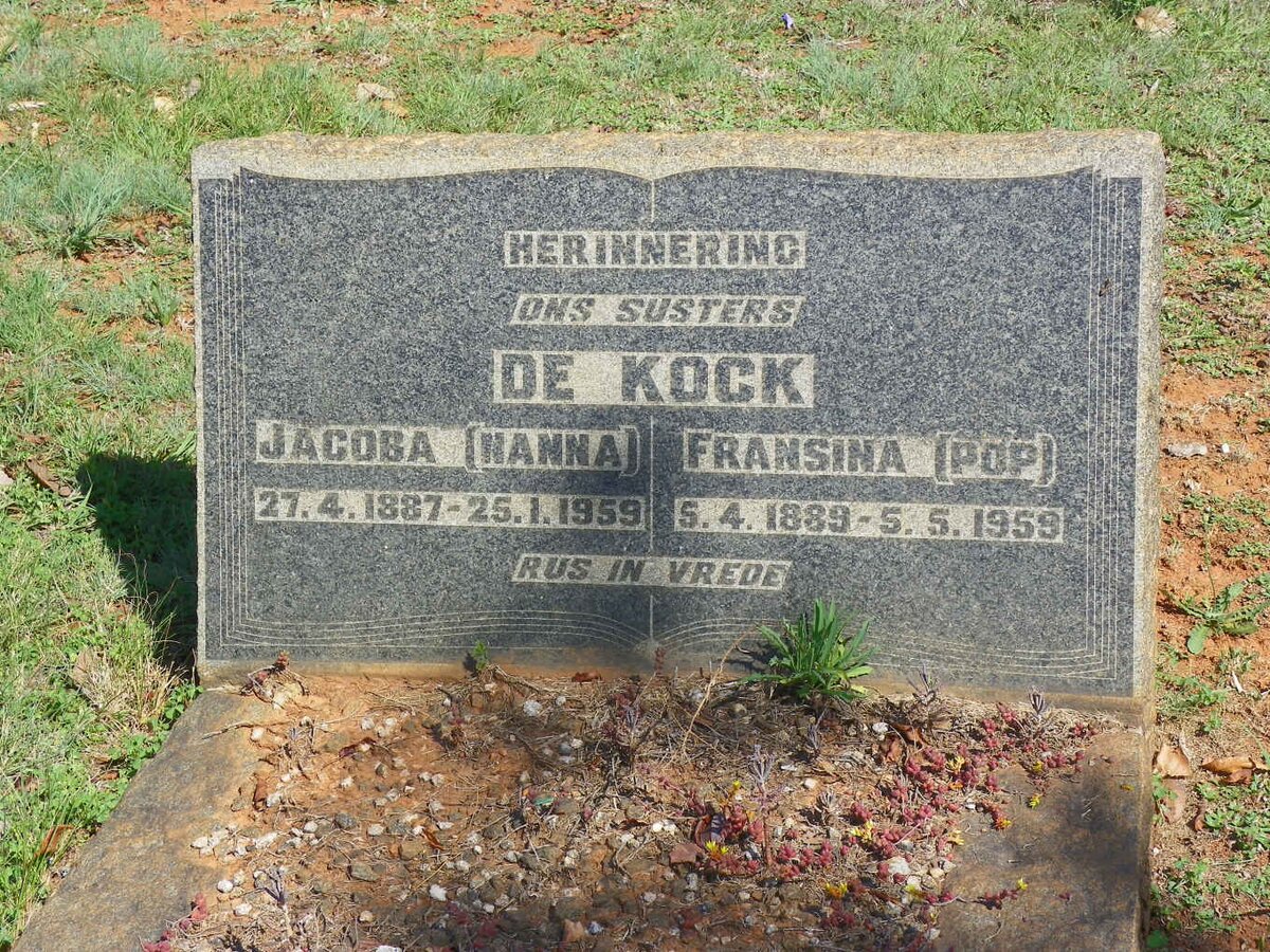 KOCK Jacoba, de 1887-1959 :: DE KOCK Fransina 1889-1959
