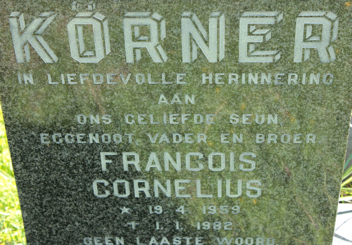 KÖRNER Francois Cornelius 1959-1982