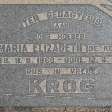 KROG Maria Elizabeth nee DE KOCK 1869-1957