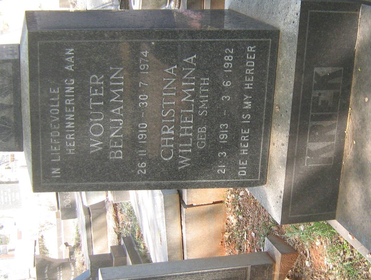 KRIEK Wouter Benjamin 1910-1974 &amp; Christina Wilhelmina SMITH 1913-1982