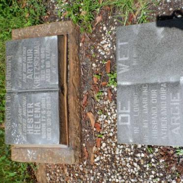 KRETZSCHMAR Arthur -1949 &amp; Hester Helena 1881-1963 :: DE WET Argie 1903-1983