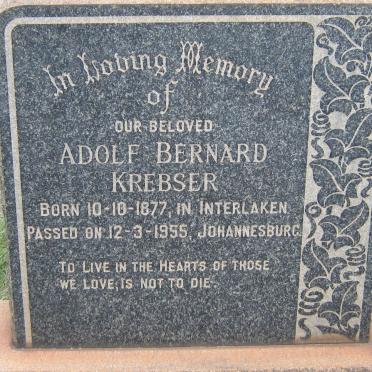 KREBSER Adolf Bernard 1877-1955