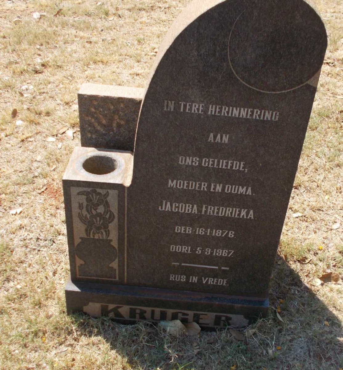 KRUGER Jacoba Fredrieka 1876-1967