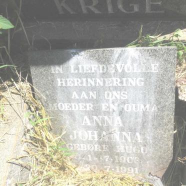 KRIGE Anna Johanna nee HUGO 1903-1991