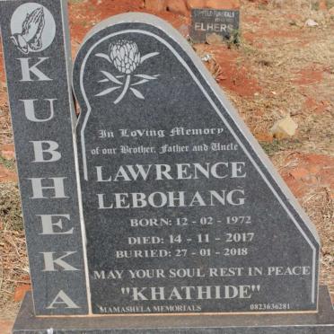 KUBHEKA Lawrence Lebohang 1972-2017