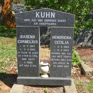 KUHN Barend Cornelius 1917-1960 &amp; Hendriena Cecilia 1925-1993