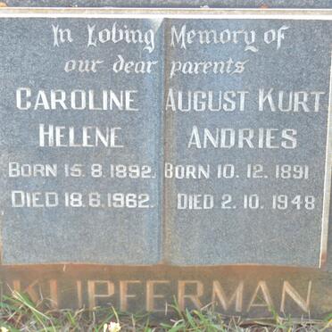 KUPFERMAN August Kurt Andries 1891-1948 &amp; Caroline Helene 1892-1962
