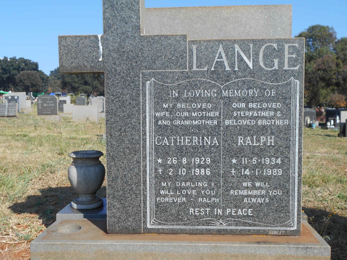LANGE Ralph 1934-1989 &amp; Catherina 1929-1986