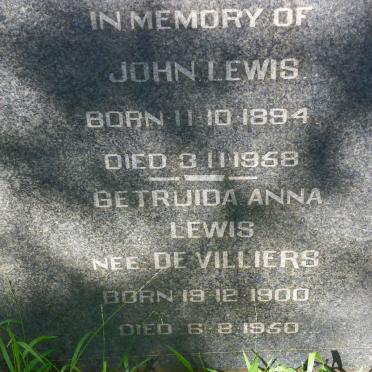 LEWIS John 1894-1958 &amp; Gertruida Anna DE VILLIERS 1900-1950