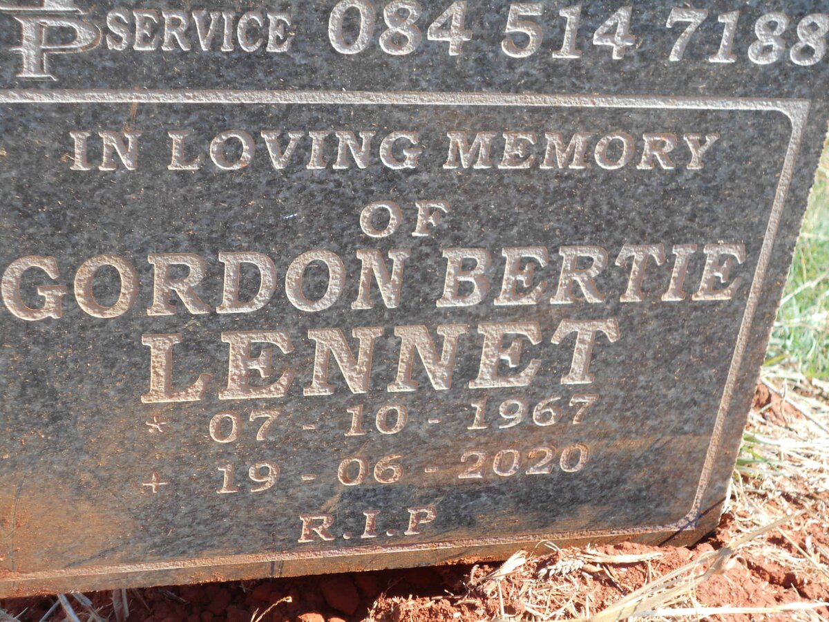 LENNET Gordon Bertie 1967-2020