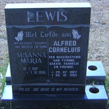 LEWIS Alfred Corneluis 1927-1993 &amp; Susanna Maria 1912-1986