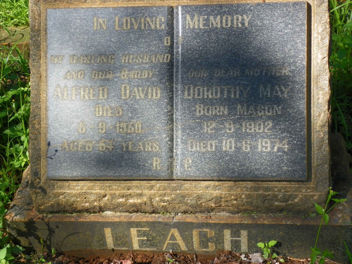 LEACH Alfred David -1950 &amp; Dorothy May MASON 1902-1974