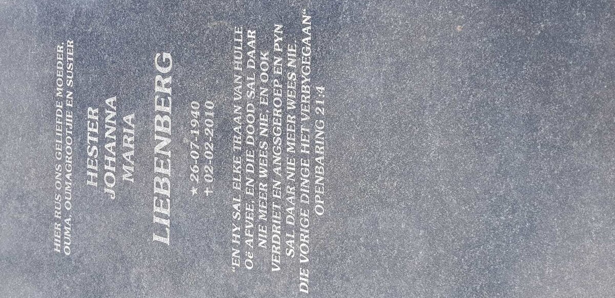 LIEBENBERG Hester Johanna Maria 1940-2010