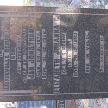 LINDE Jan Jonathan, van der 1873-1952 &amp; Elizabeth Johanna C. V.D. MERWE 1880-1963