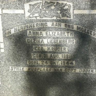 LIEBENBERG Anna Elizabeth Gezina nee KRUGER 1881-1944