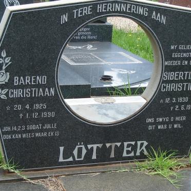 LOTTER Barend Christiaan 1925-1990 &amp; Sibertina Christina 1930-1988