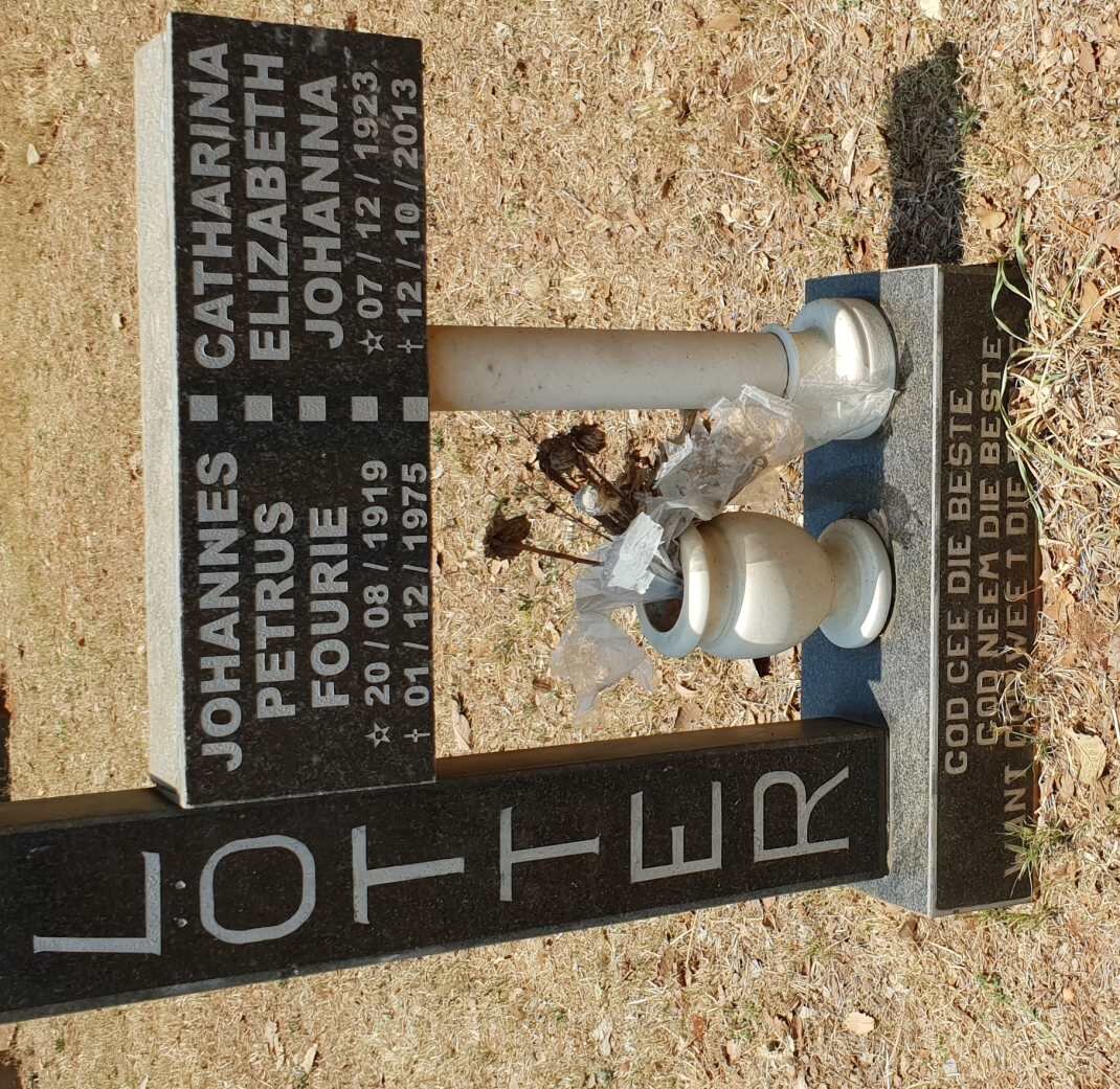 LOTTER Johannes Petrus Fourie 1919-1975 &amp; Catharina Elizabeth Johanna 1923-2013