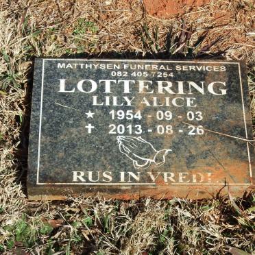 LOTTERING Lily Alice 1954-2013