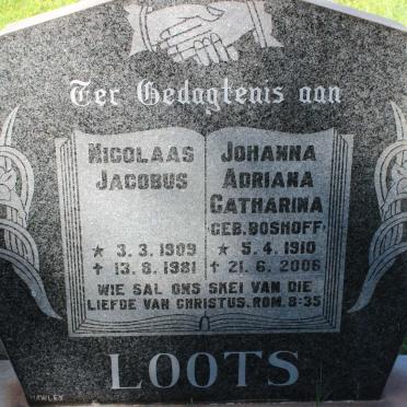 LOOTS Nicolaas Jacobus 1909-1981 &amp; Johanna Adriana Catharina BOSHOFF 1910-2006