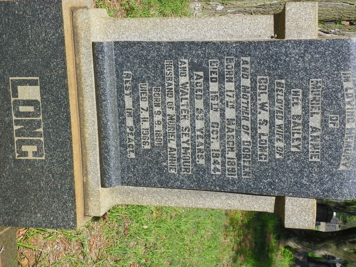 LONG Walter Seymour 1881-1966 &amp; Muriel Annie BAILEY 1891-1944