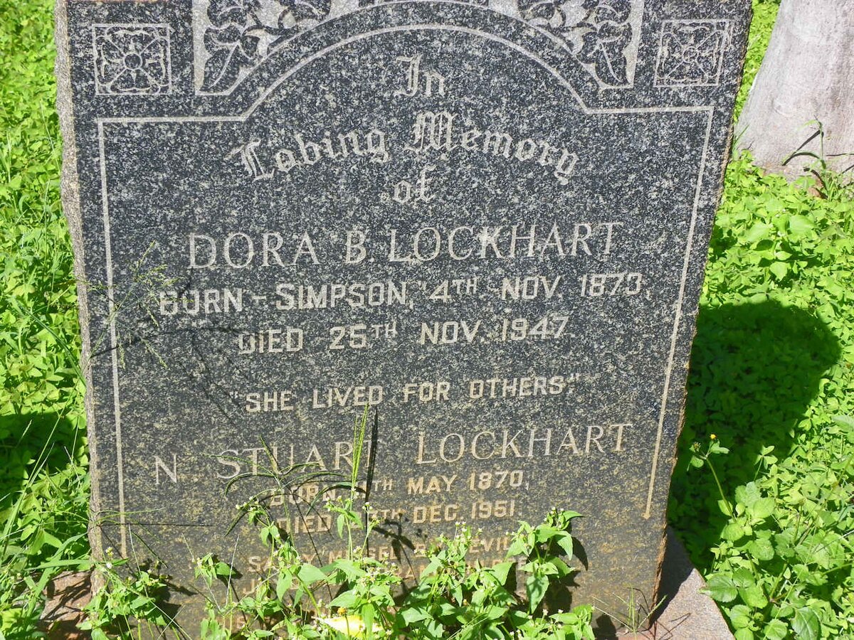 LOCKHART N. Stuart 1870-1951 &amp; Dora B. SIMPSON 1873-1947